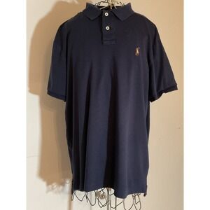 Polo Ralph Lauren Mens XL Custom Slim Fit Navy Blue Short Sleeve Polo Shirt